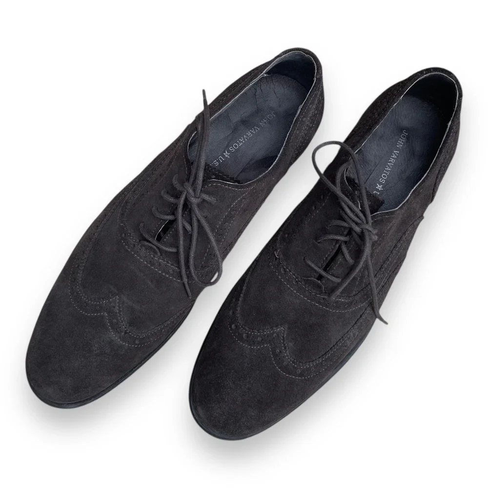 John Varvatos Star USA Mens Wingtip Oxford Suede Dress Shoes Dark Brown Size 10M
